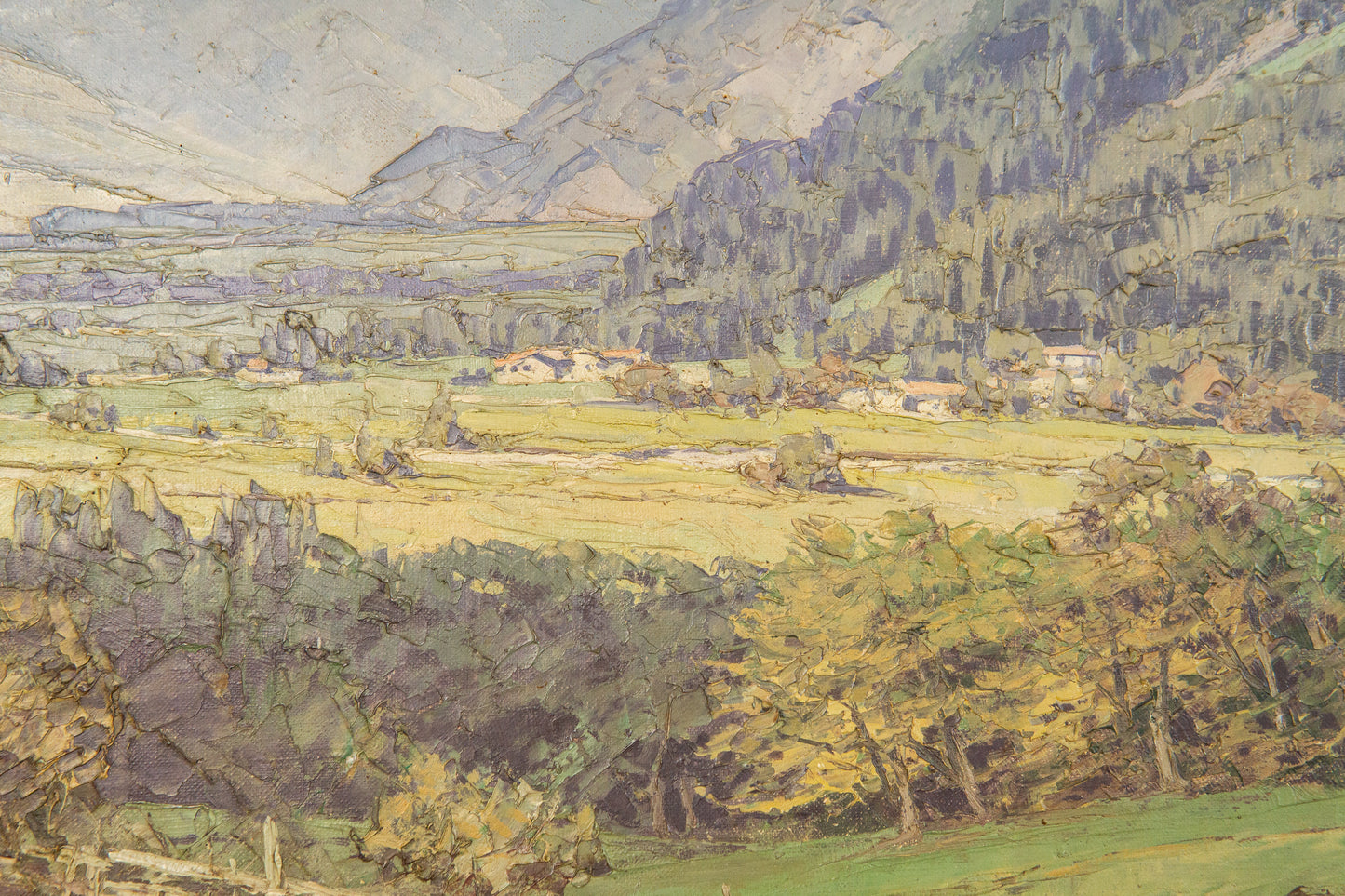 großes Gemälde mit Alpenmalerei, erste Hälfte des 20.Jahrhunderts - ECW Rezlaff Malerei Ölbild Bild Kunst Alt Antik MÖBLINGER