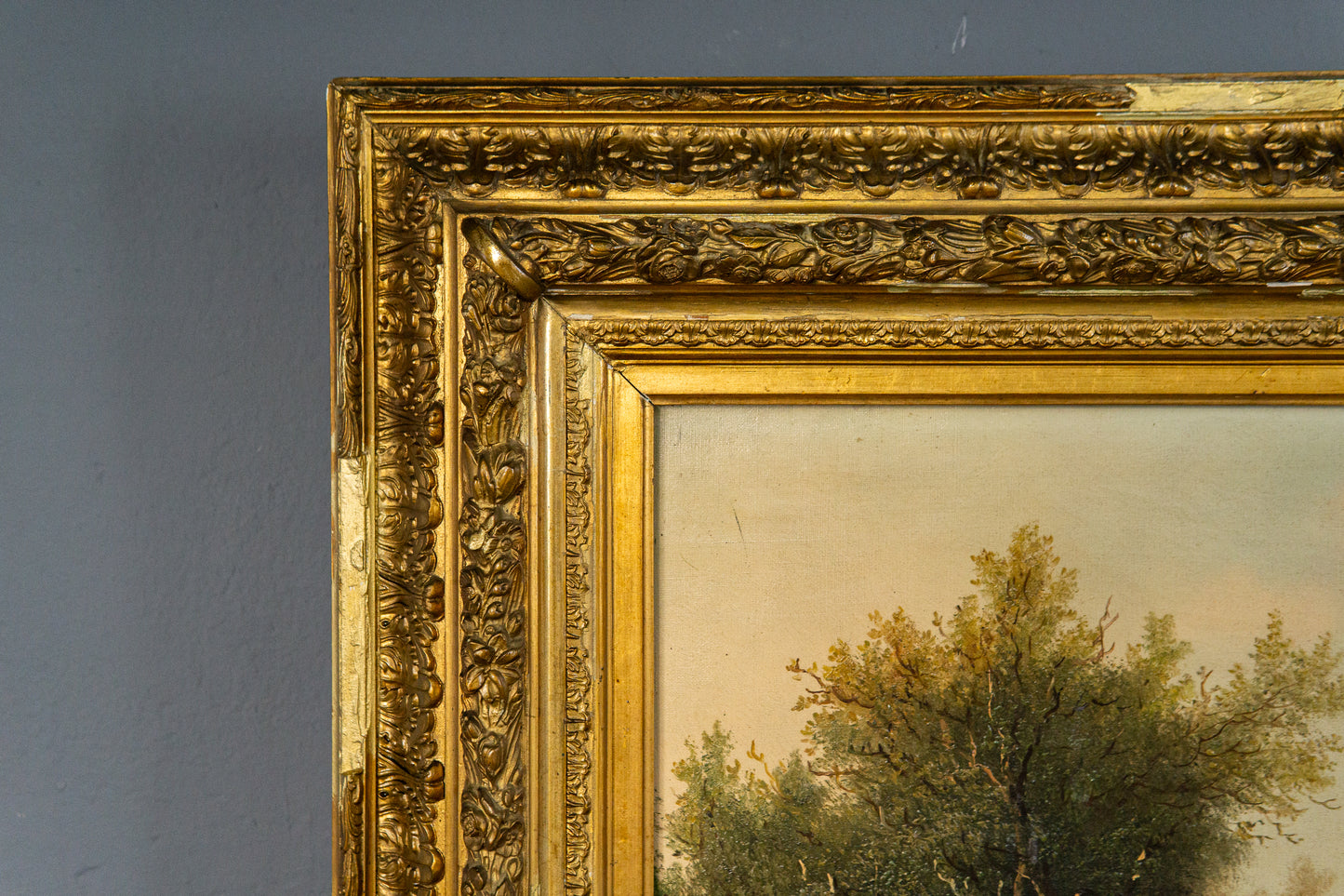 Schönes Gemälde mit Landschaftsmalerei, erste Hälfte des 20.Jahrhunderts - C. Hütt Malerei Ölbild Rahmen Kunst Alt Antik MÖBLINGER