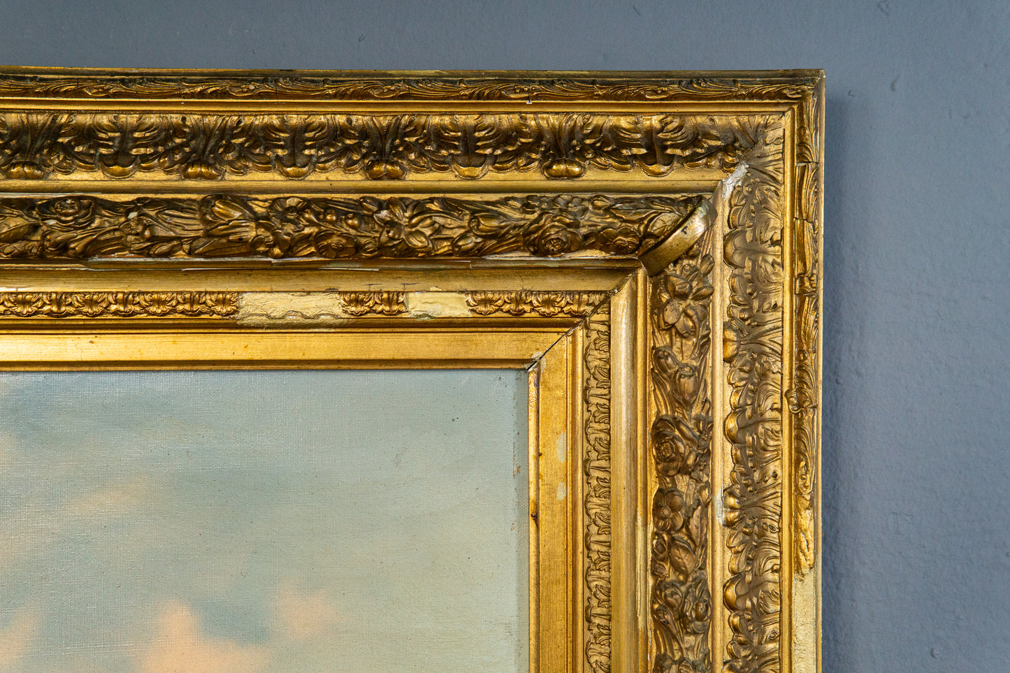 Schönes Gemälde mit Landschaftsmalerei, erste Hälfte des 20.Jahrhunderts - C. Hütt Malerei Ölbild Rahmen Kunst Alt Antik MÖBLINGER