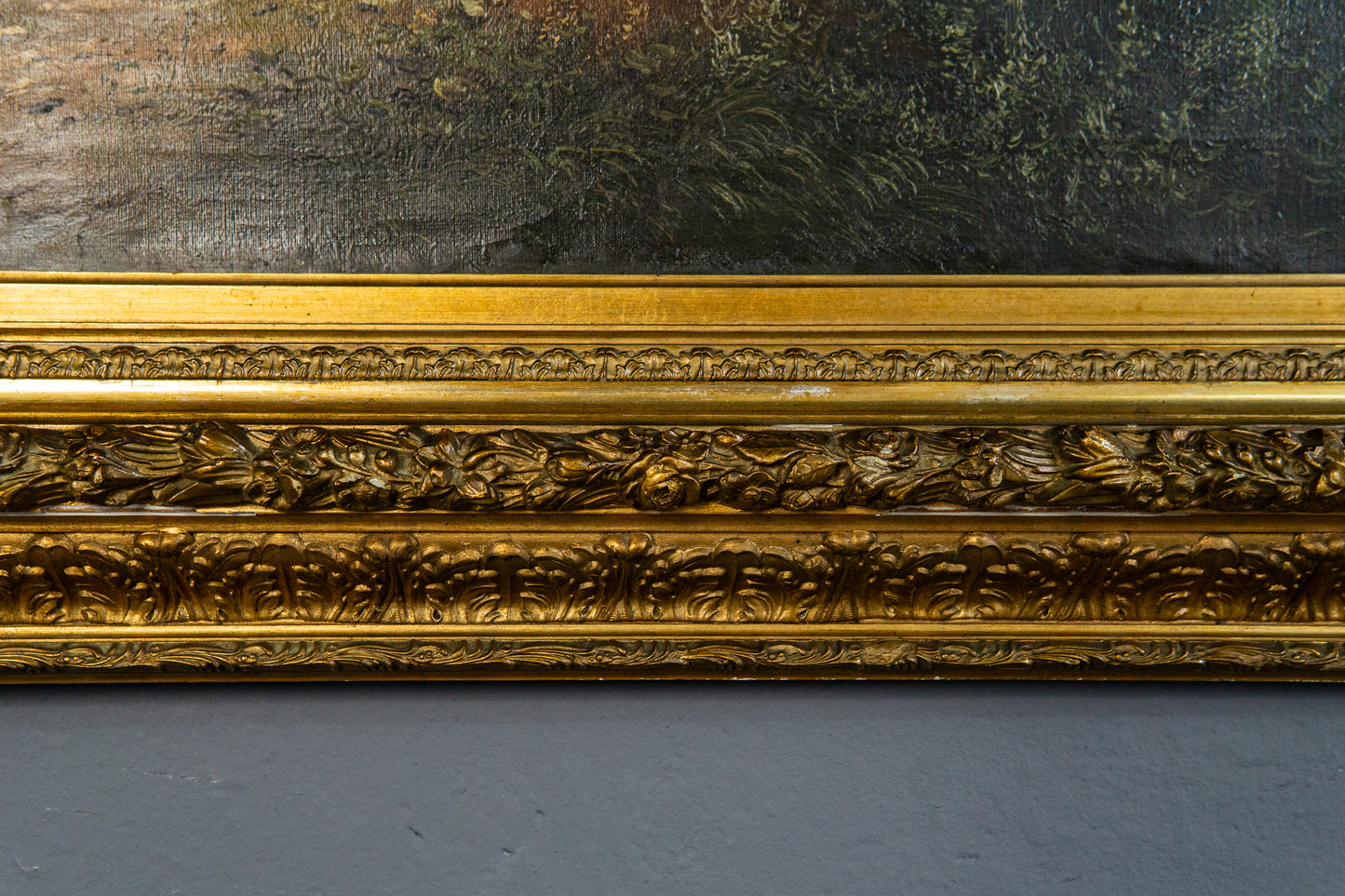 Schönes Gemälde mit Landschaftsmalerei, erste Hälfte des 20.Jahrhunderts - C. Hütt Malerei Ölbild Rahmen Kunst Alt Antik MÖBLINGER