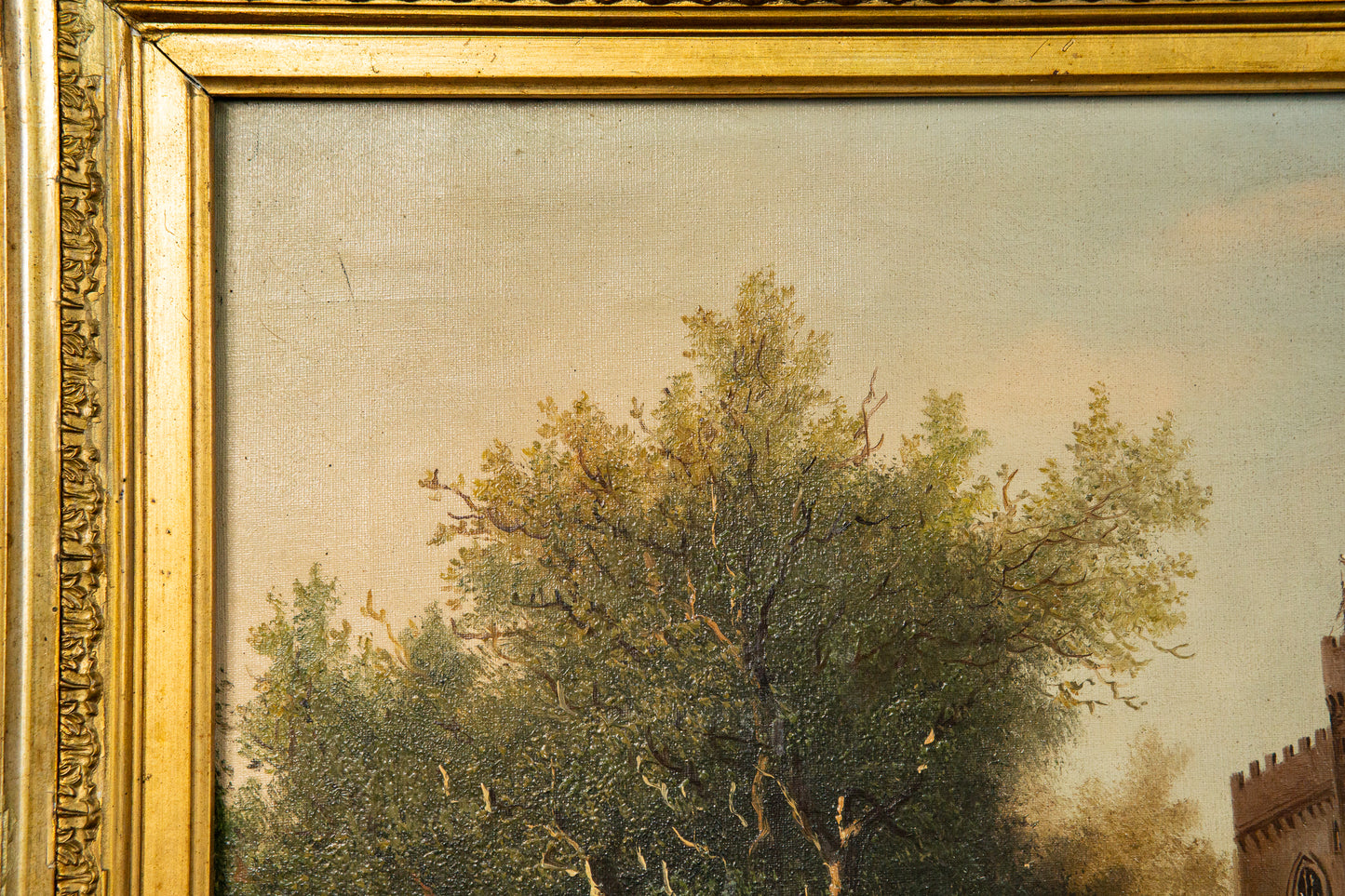 Schönes Gemälde mit Landschaftsmalerei, erste Hälfte des 20.Jahrhunderts - C. Hütt Malerei Ölbild Rahmen Kunst Alt Antik MÖBLINGER