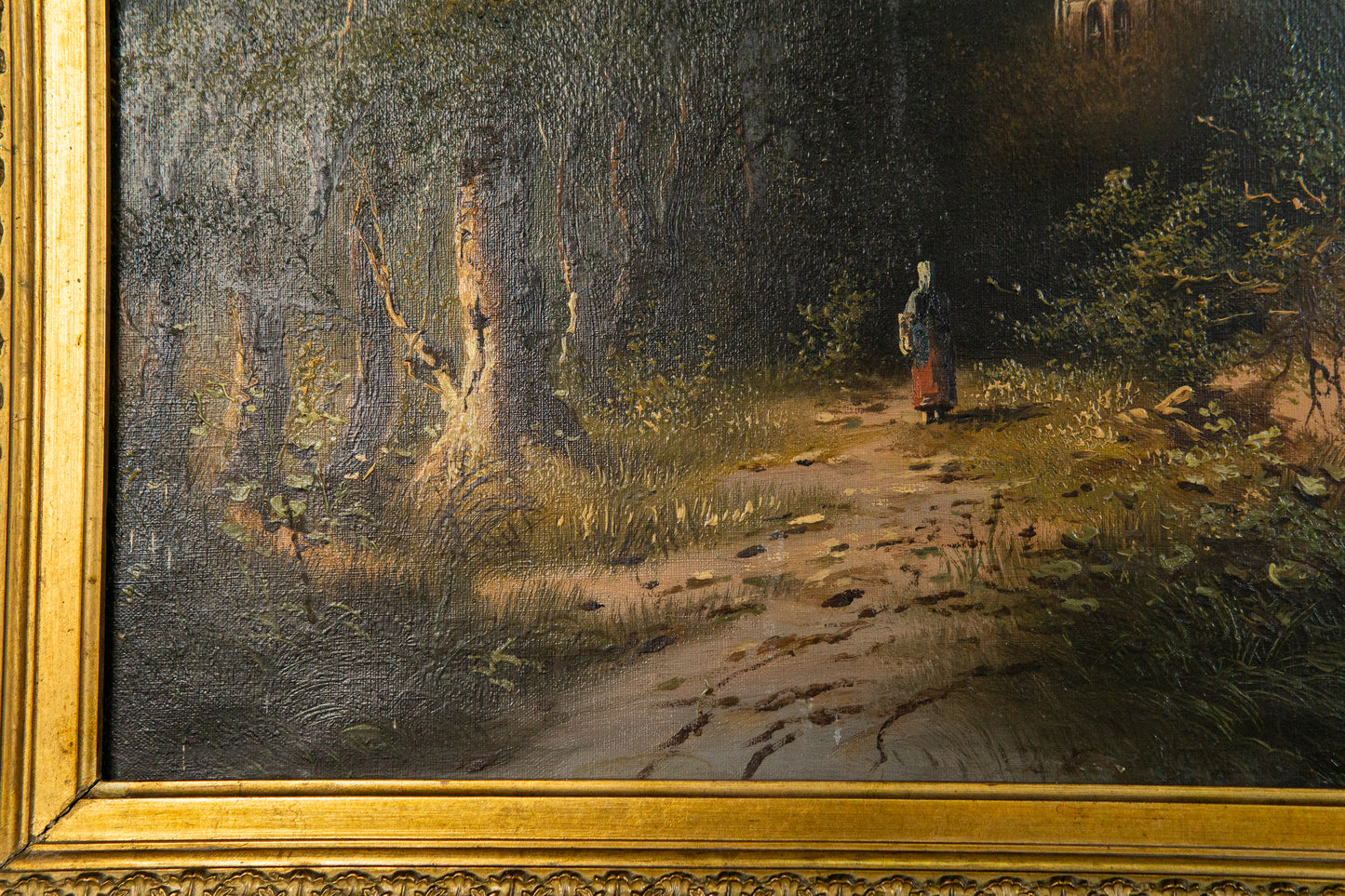 Schönes Gemälde mit Landschaftsmalerei, erste Hälfte des 20.Jahrhunderts - C. Hütt Malerei Ölbild Rahmen Kunst Alt Antik MÖBLINGER