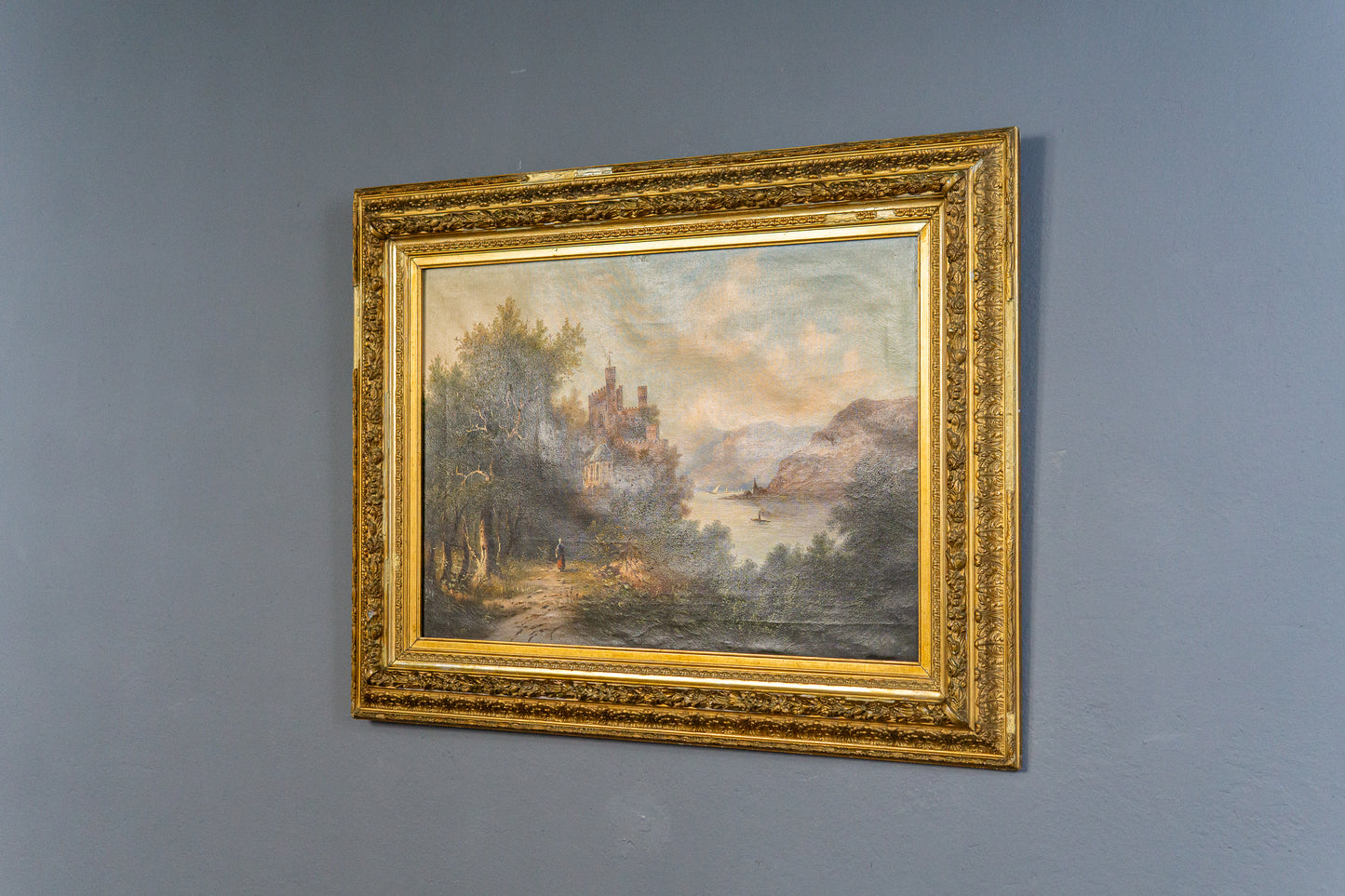 Schönes Gemälde mit Landschaftsmalerei, erste Hälfte des 20.Jahrhunderts - C. Hütt Malerei Ölbild Rahmen Kunst Alt Antik MÖBLINGER