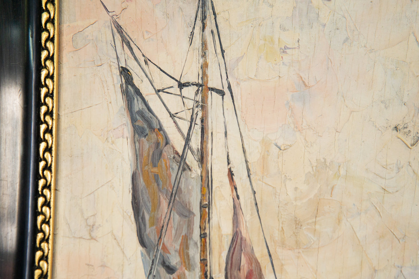 Maritimes gerahmtes Ölgemälde, erste Hälfte des 20.Jahrhunderts - Ölbild Gemälde Malerei Kunst Maritim Alt Antik MÖBLINGER