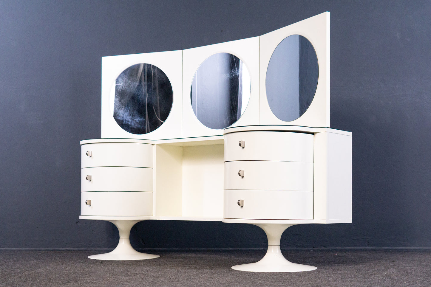 Vintage Kommode Spiegel Hocker Schrank Regal Stuhl 70er MÖBLINGER 2409_2604_a