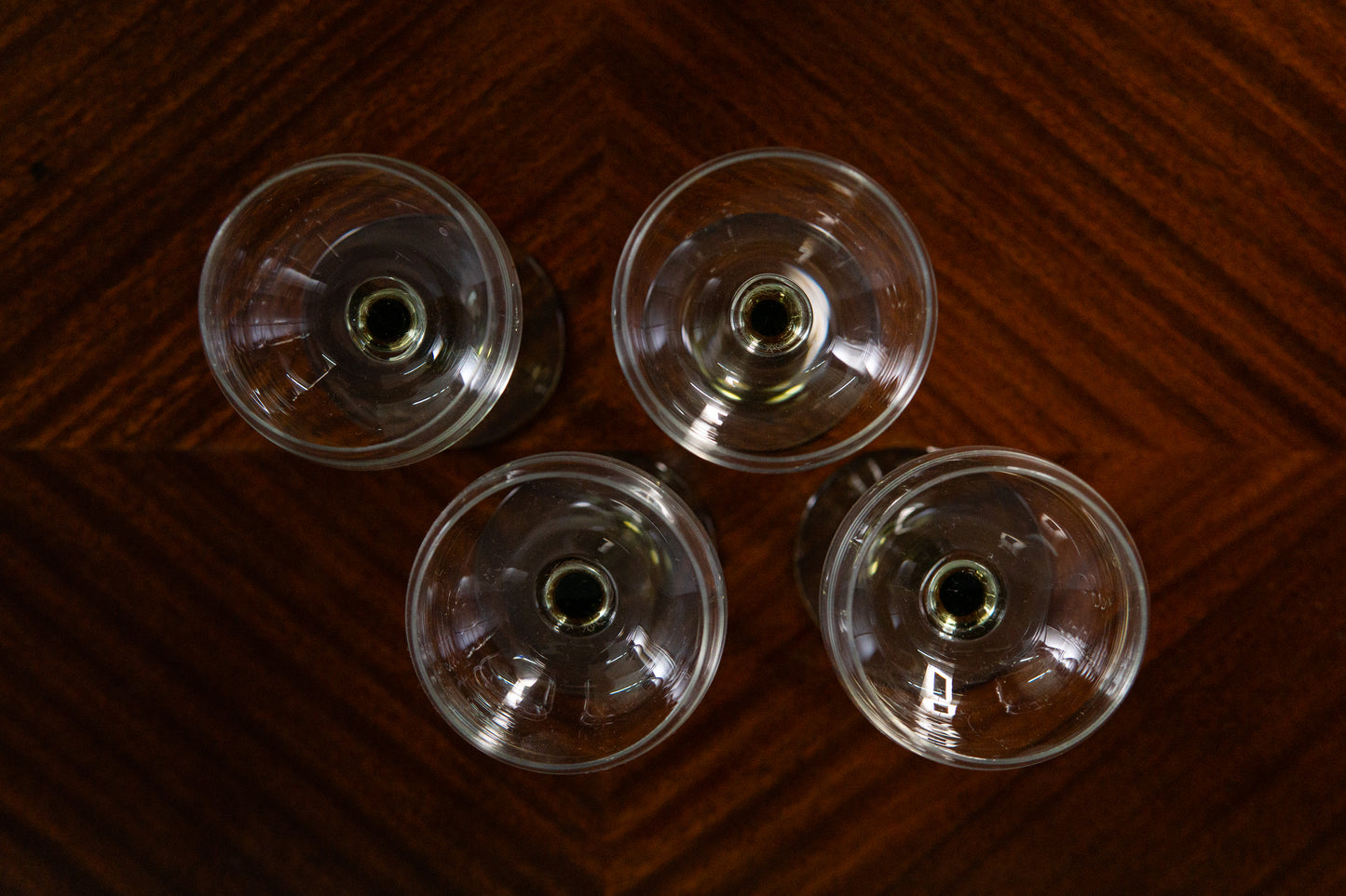 4er Set Theresienthal Weingläser Stengelglas Römer grüner Stiel Jugendstil Art Deco