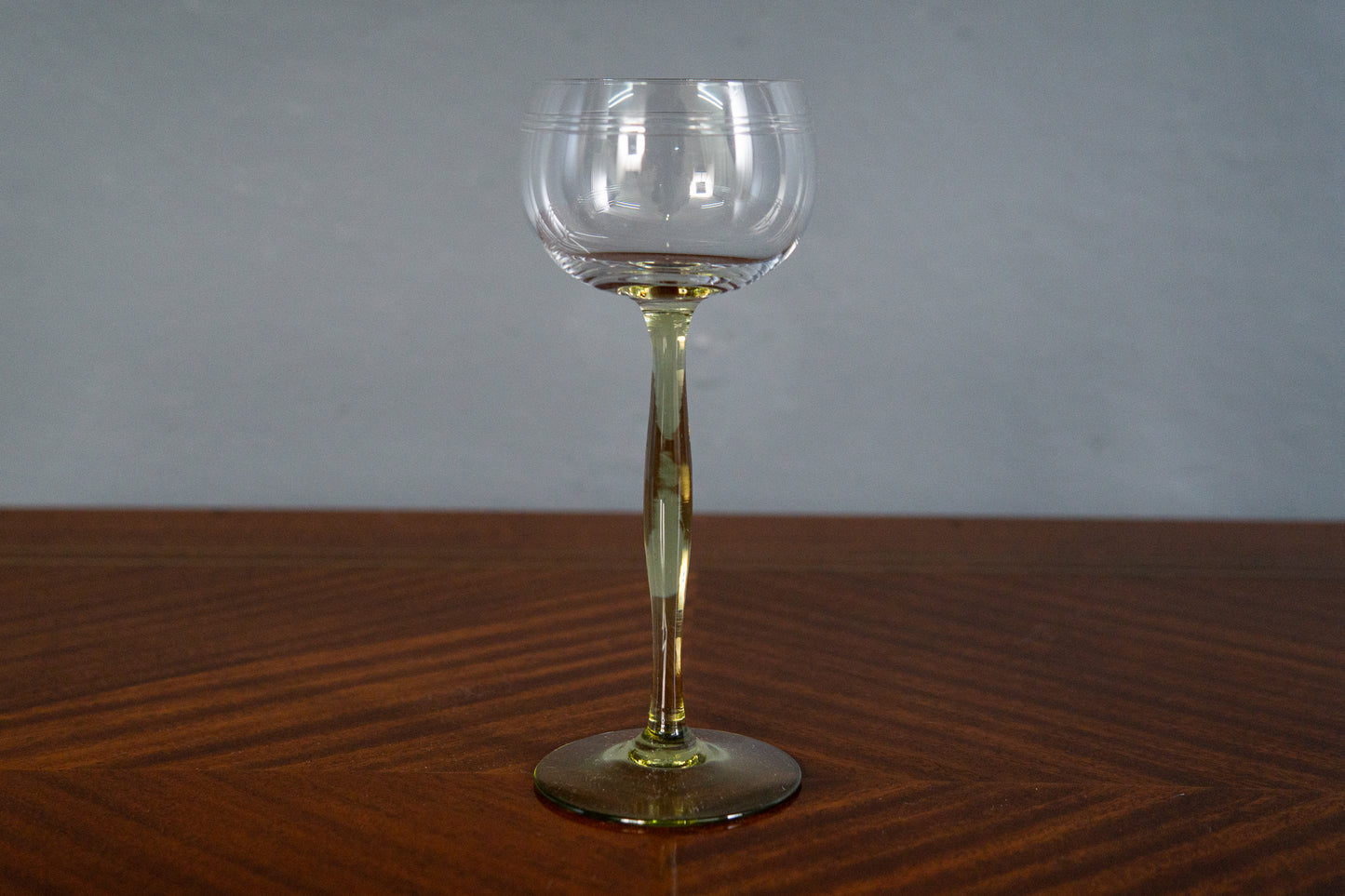 4er Set Theresienthal Weingläser Stengelglas Römer grüner Stiel Jugendstil Art Deco