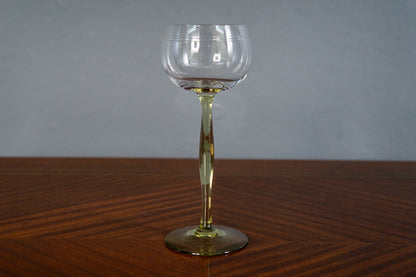 4er Set Theresienthal Weingläser Stengelglas Römer grüner Stiel Jugendstil Art Deco