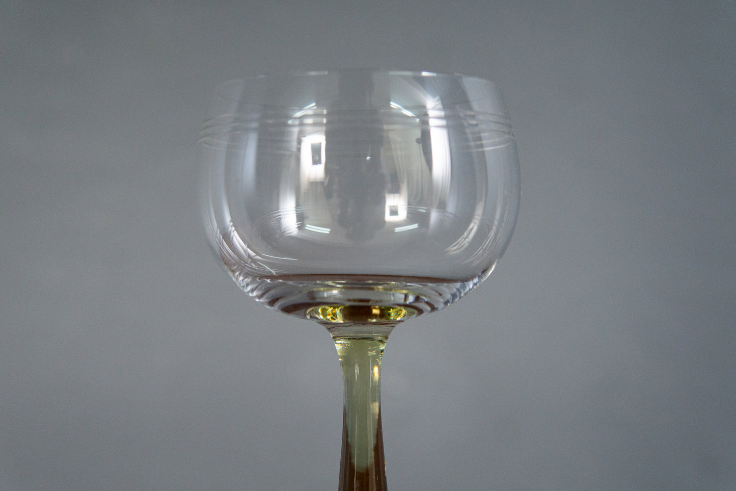 4er Set Theresienthal Weingläser Stengelglas Römer grüner Stiel Jugendstil Art Deco