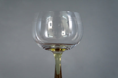 4er Set Theresienthal Weingläser Stengelglas Römer grüner Stiel Jugendstil Art Deco