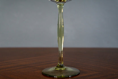 4er Set Theresienthal Weingläser Stengelglas Römer grüner Stiel Jugendstil Art Deco