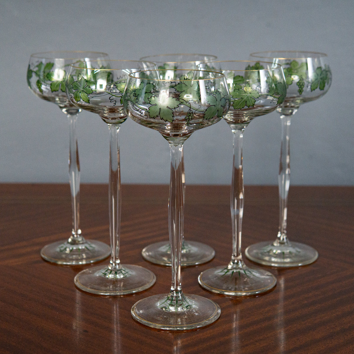 Sehr seltene 6er SetJugendstil Weingläser von Theresienthal