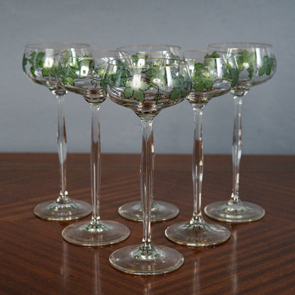 Sehr seltene 6er SetJugendstil Weingläser von Theresienthal - Design Hans Christiansen 1900-1905