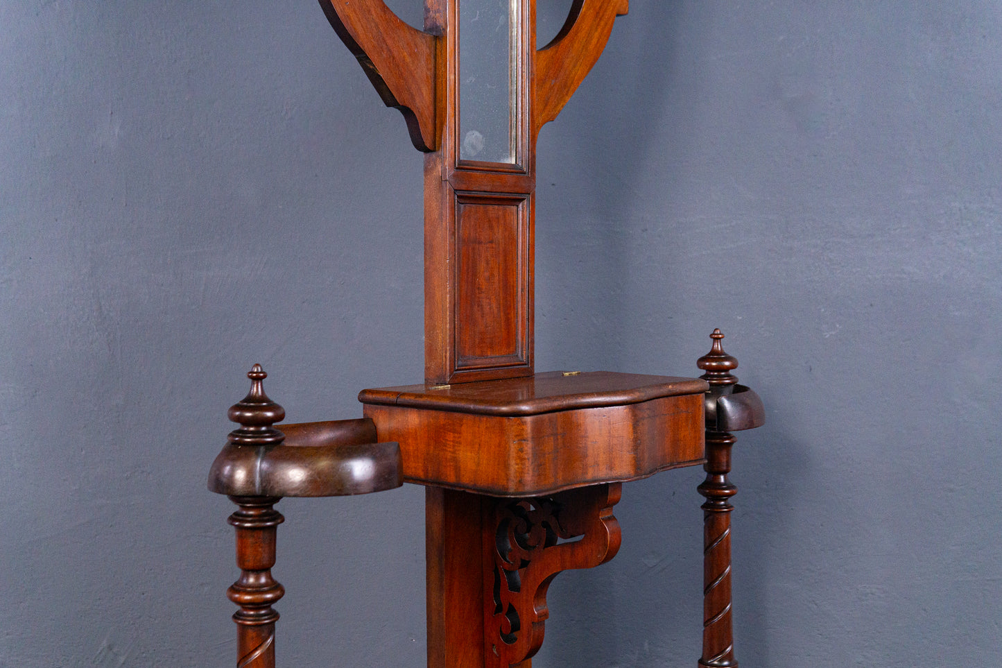 Victorian Garderobe Spiegel Flur Schrank Regal Alt Antik MÖBLINGER 2410_0903