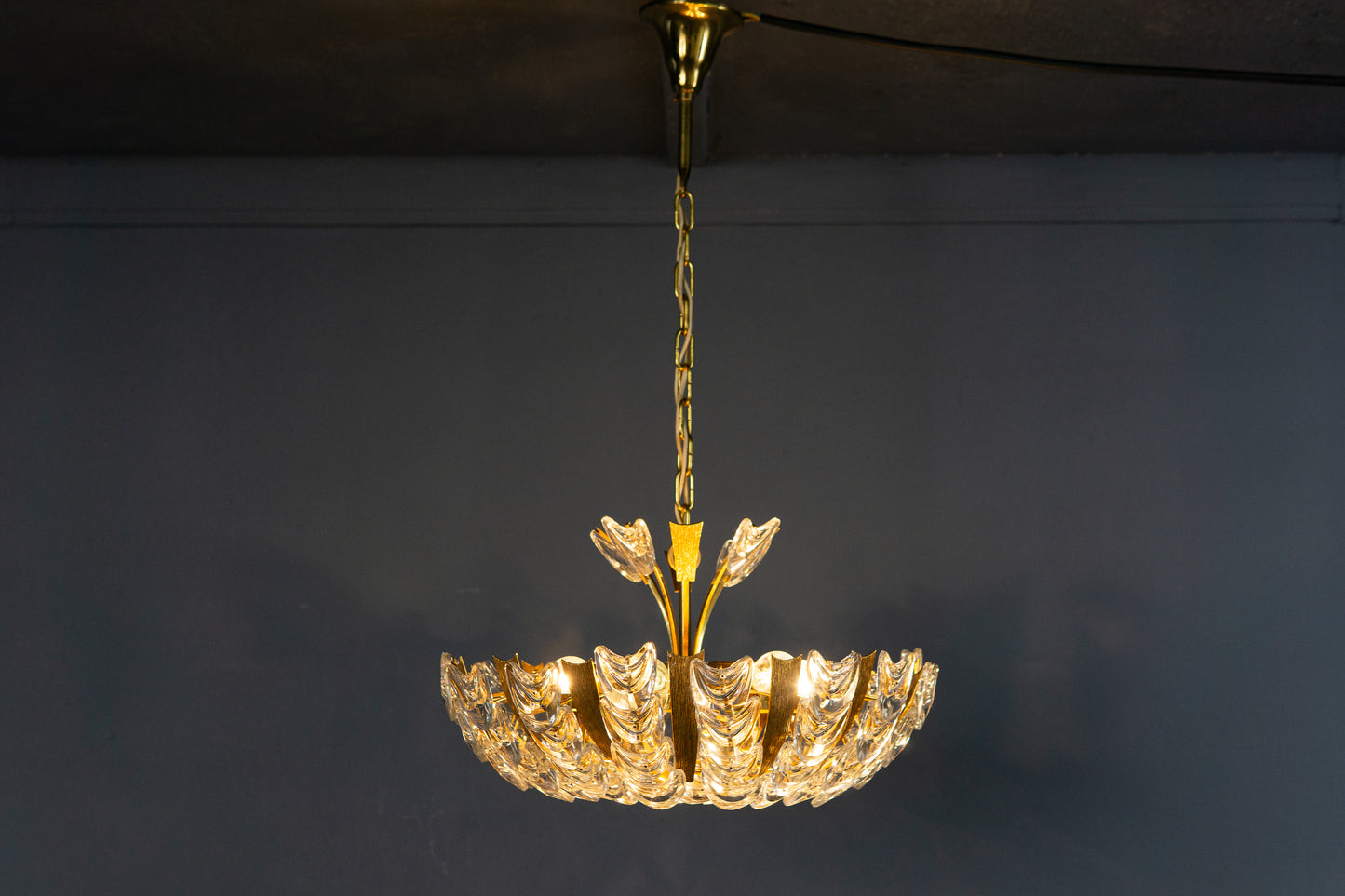 seltener Mid-Century Kronleuchter von Palwa, 1960er Jahre - exklusive Leuchte Glas Lampe Deckenleuchte Vintage Alt MÖBLINGER