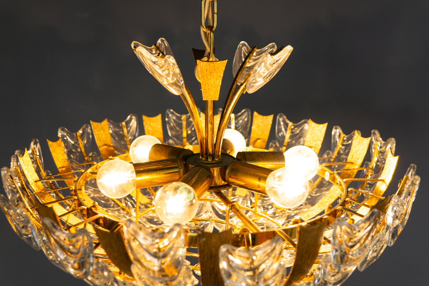 seltener Mid-Century Kronleuchter von Palwa, 1960er Jahre - exklusive Leuchte Glas Lampe Deckenleuchte Vintage Alt MÖBLINGER