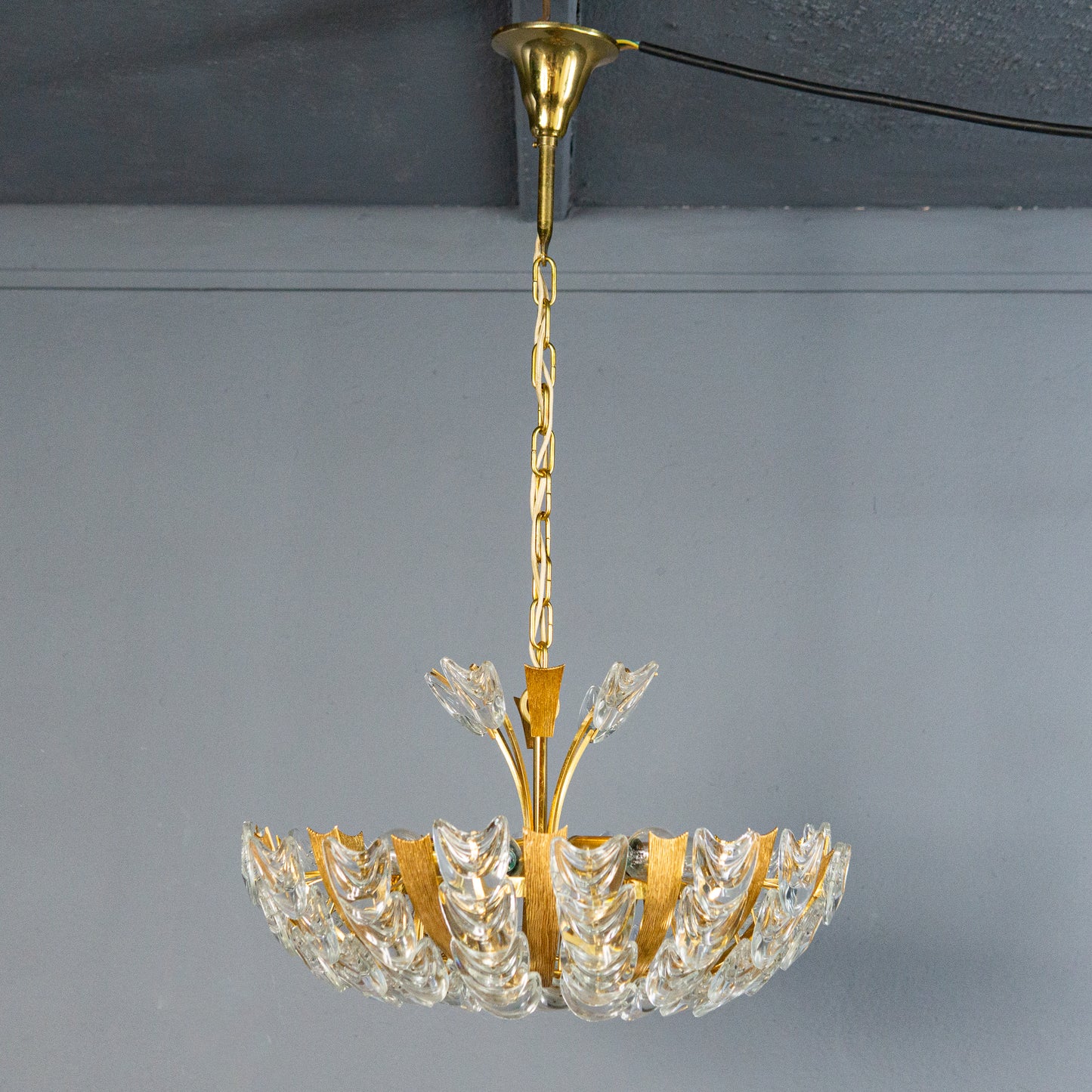 seltener Mid-Century Kronleuchter von Palwa, 1960er Jahre - exklusive Leuchte Glas Lampe Deckenleuchte Vintage Alt MÖBLINGER