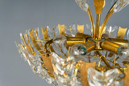 seltener Mid-Century Kronleuchter von Palwa, 1960er Jahre - exklusive Leuchte Glas Lampe Deckenleuchte Vintage Alt MÖBLINGER