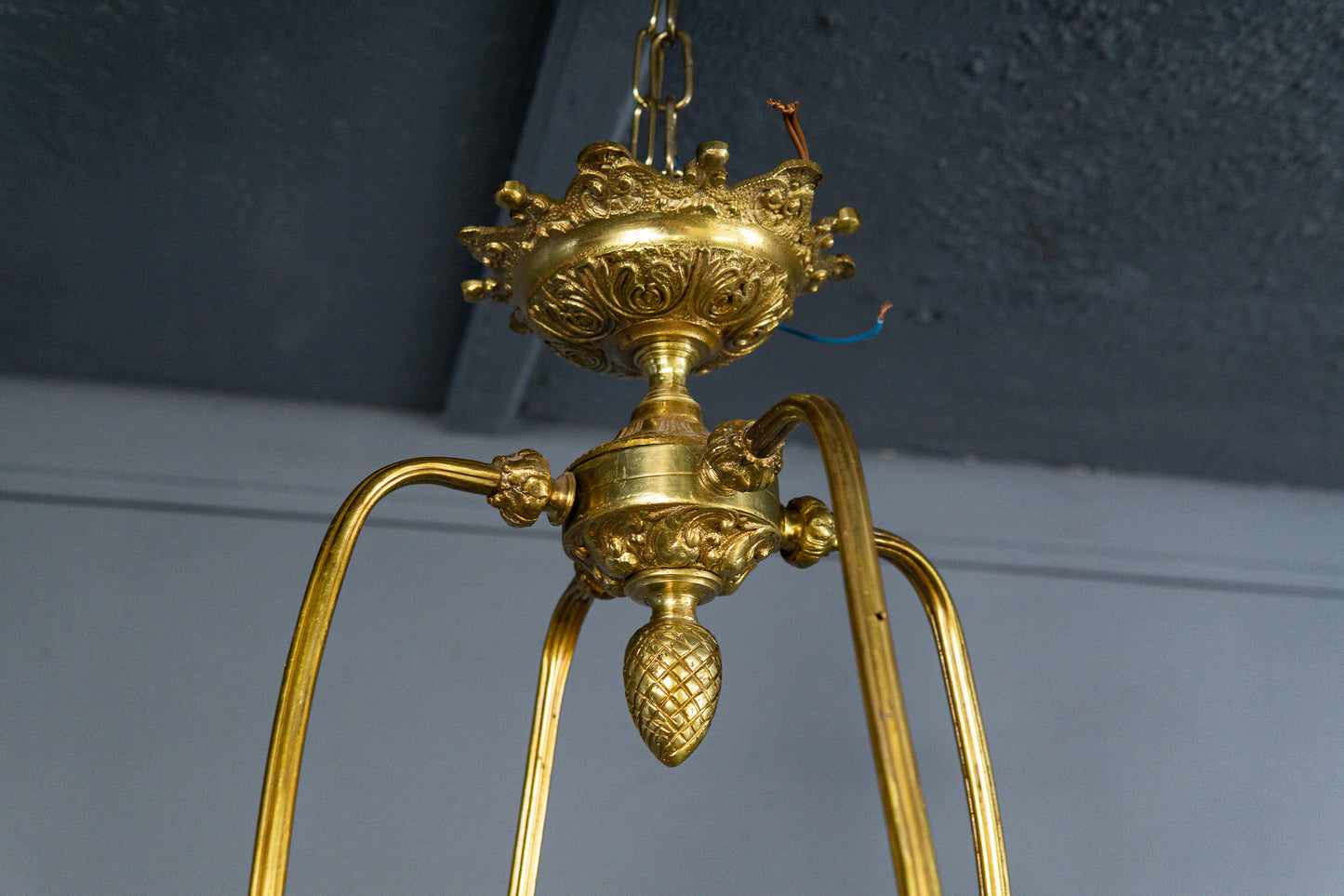 restaurierungsbedürftige Deckenleuchte im Empire Stil, 1.Hälfte des 20.Jahrhunderts - Leuchter Lampe Deckenlampe Vintage Alt Antik MÖBLINGER