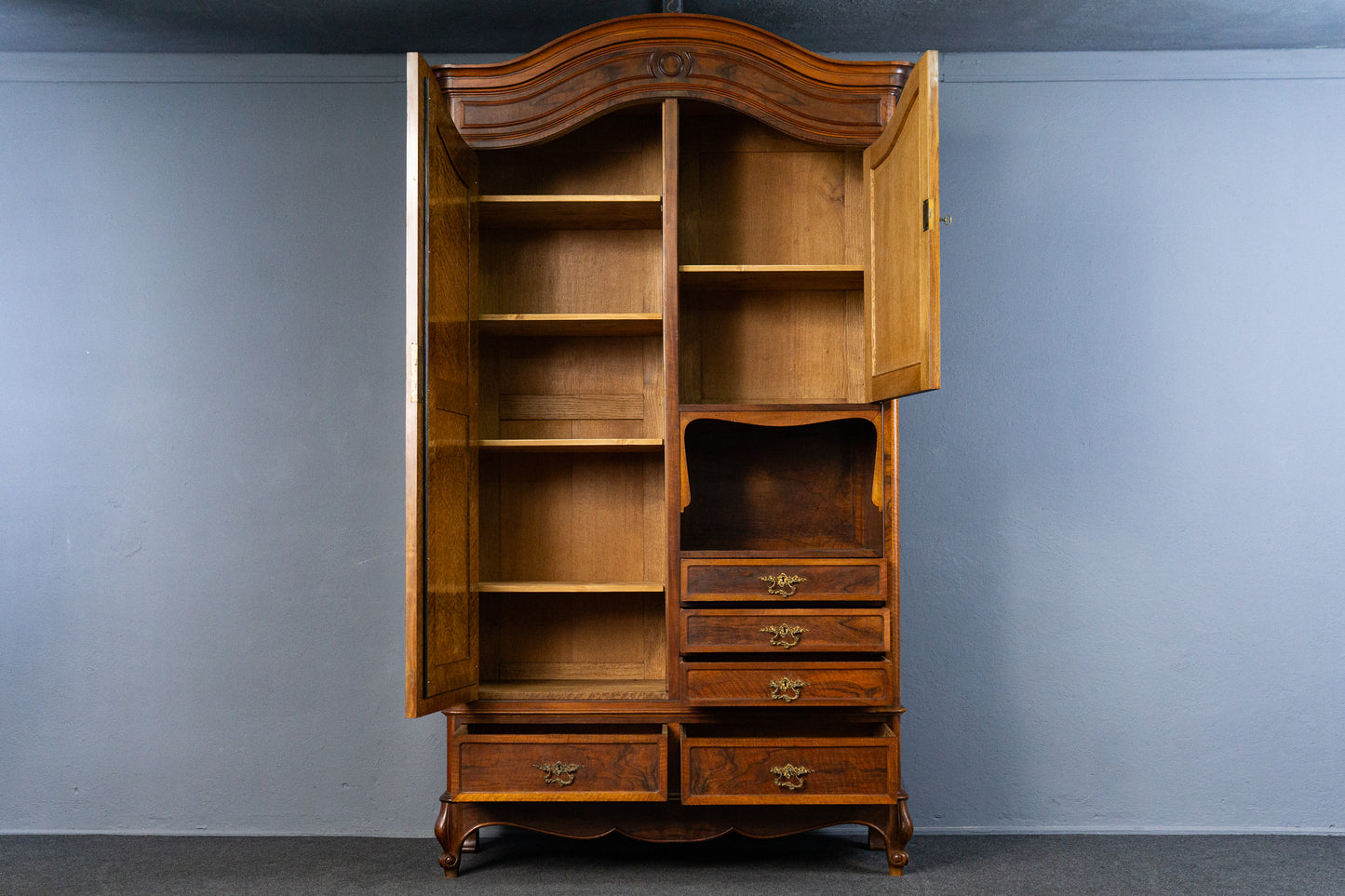 eleganter asymmetrischer Kleiderschrank, Jugendstil um 1900 - Garderobe Regal Kommode Alt Antik MÖBLINGER