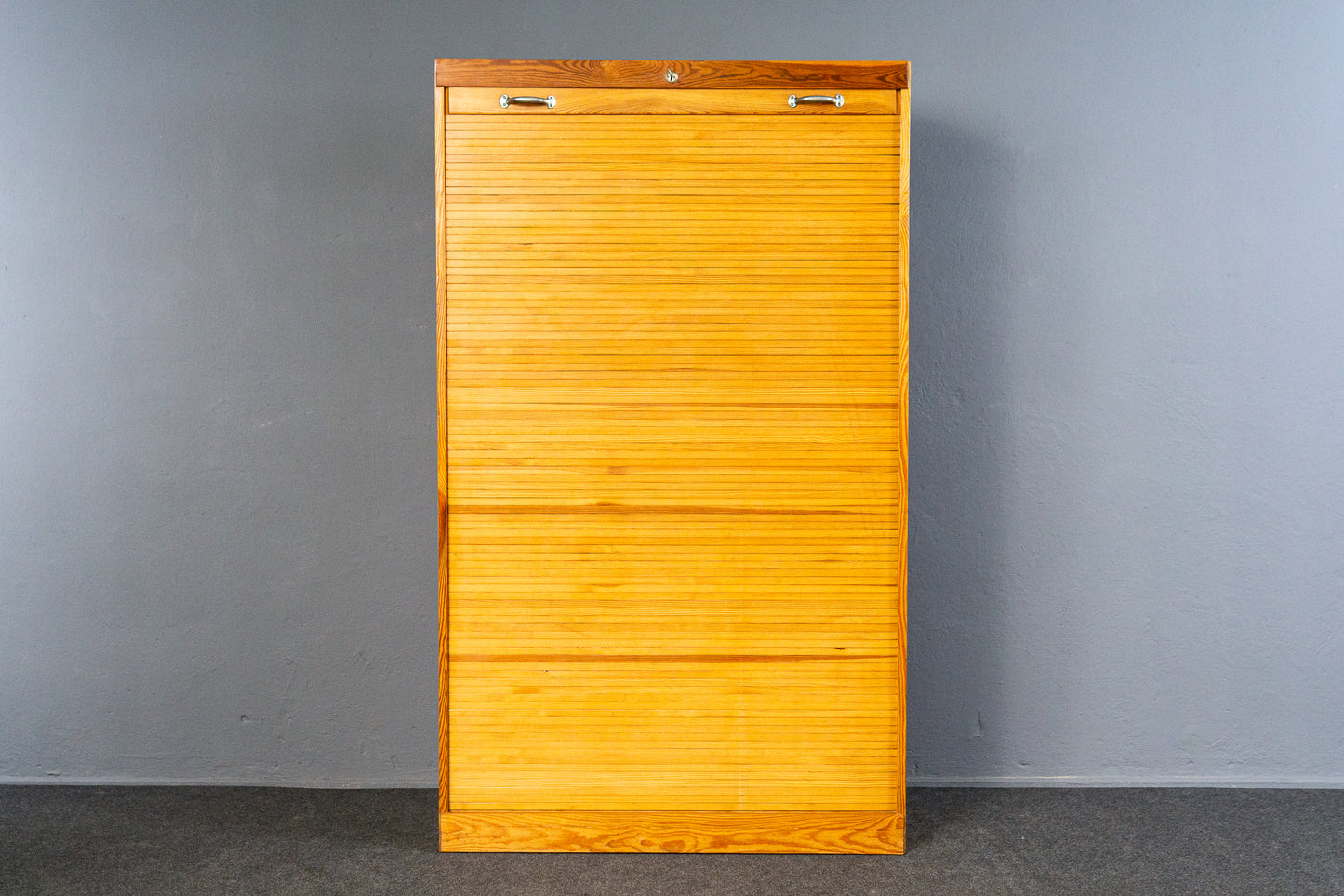 Praktischer Vintage Rollladenschrank, Mid-Century - Aktenschrank Kommode Regal Schrank Büro Alt MÖBLINGER
