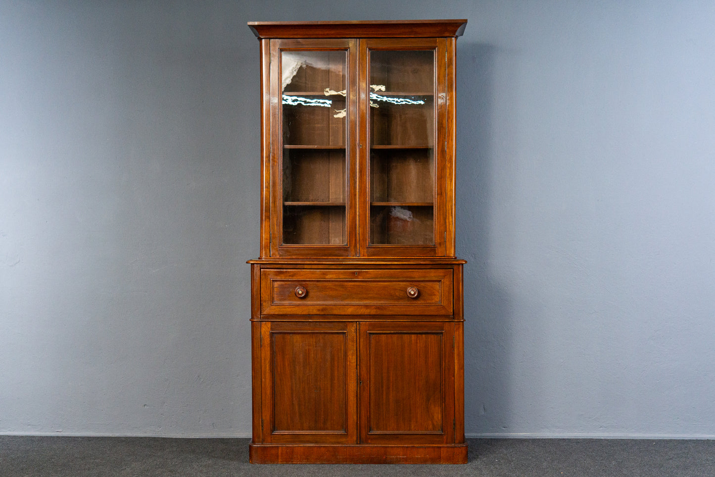 eleganter englischer Bücherschrank, um 1900 - Büro-Bookcase Regal Sekretär Schreibtisch Schrank Alt Antik MÖBLINGER