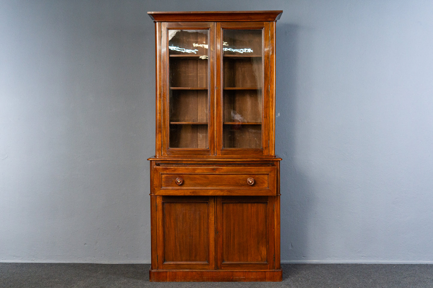 eleganter englischer Bücherschrank, um 1900 - Büro-Bookcase Regal Sekretär Schreibtisch Schrank Alt Antik MÖBLINGER