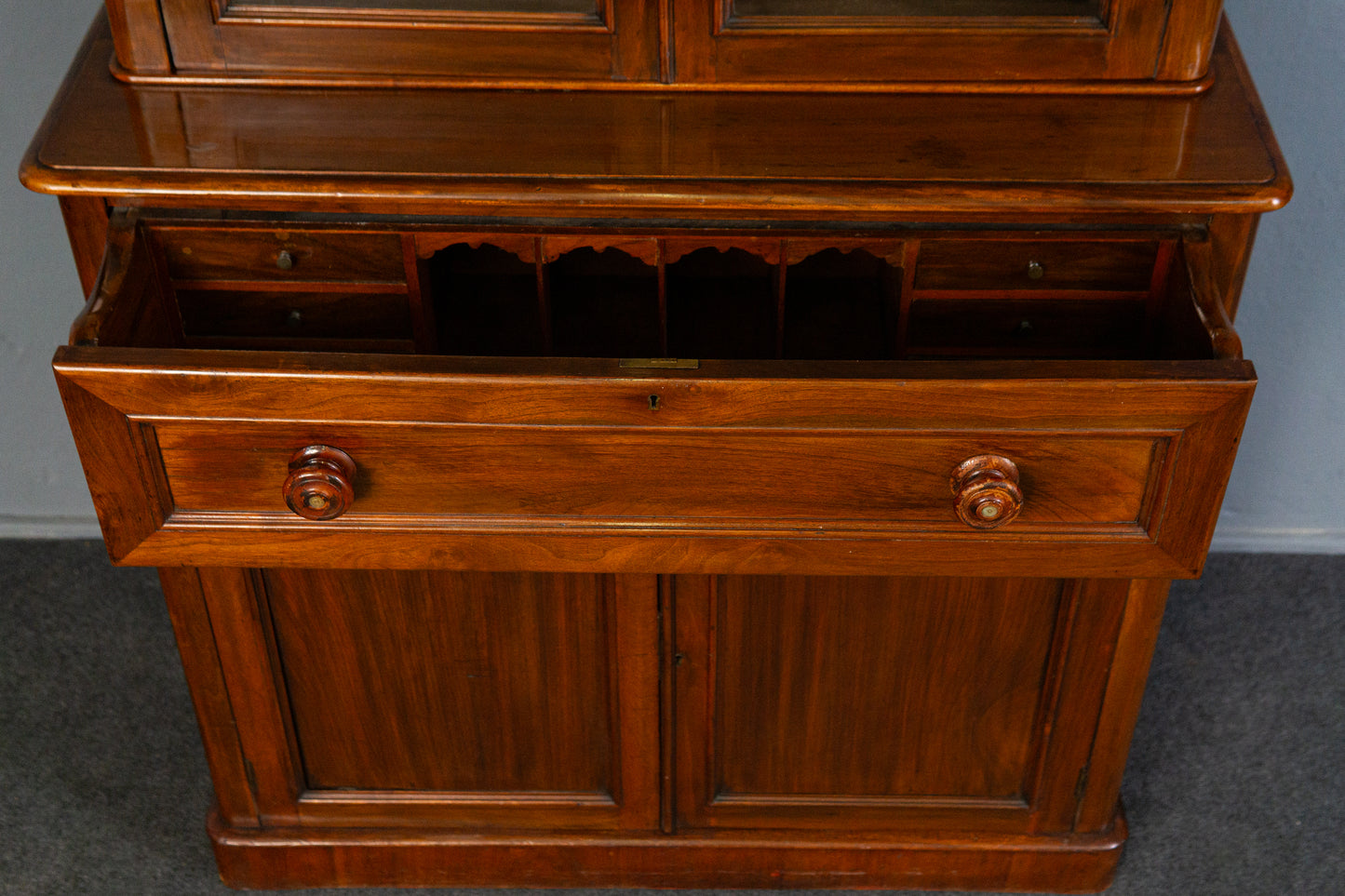 eleganter englischer Bücherschrank, um 1900 - Büro-Bookcase Regal Sekretär Schreibtisch Schrank Alt Antik MÖBLINGER