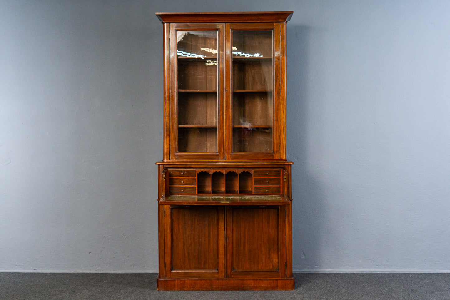 eleganter englischer Bücherschrank, um 1900 - Büro-Bookcase Regal Sekretär Schreibtisch Schrank Alt Antik MÖBLINGER