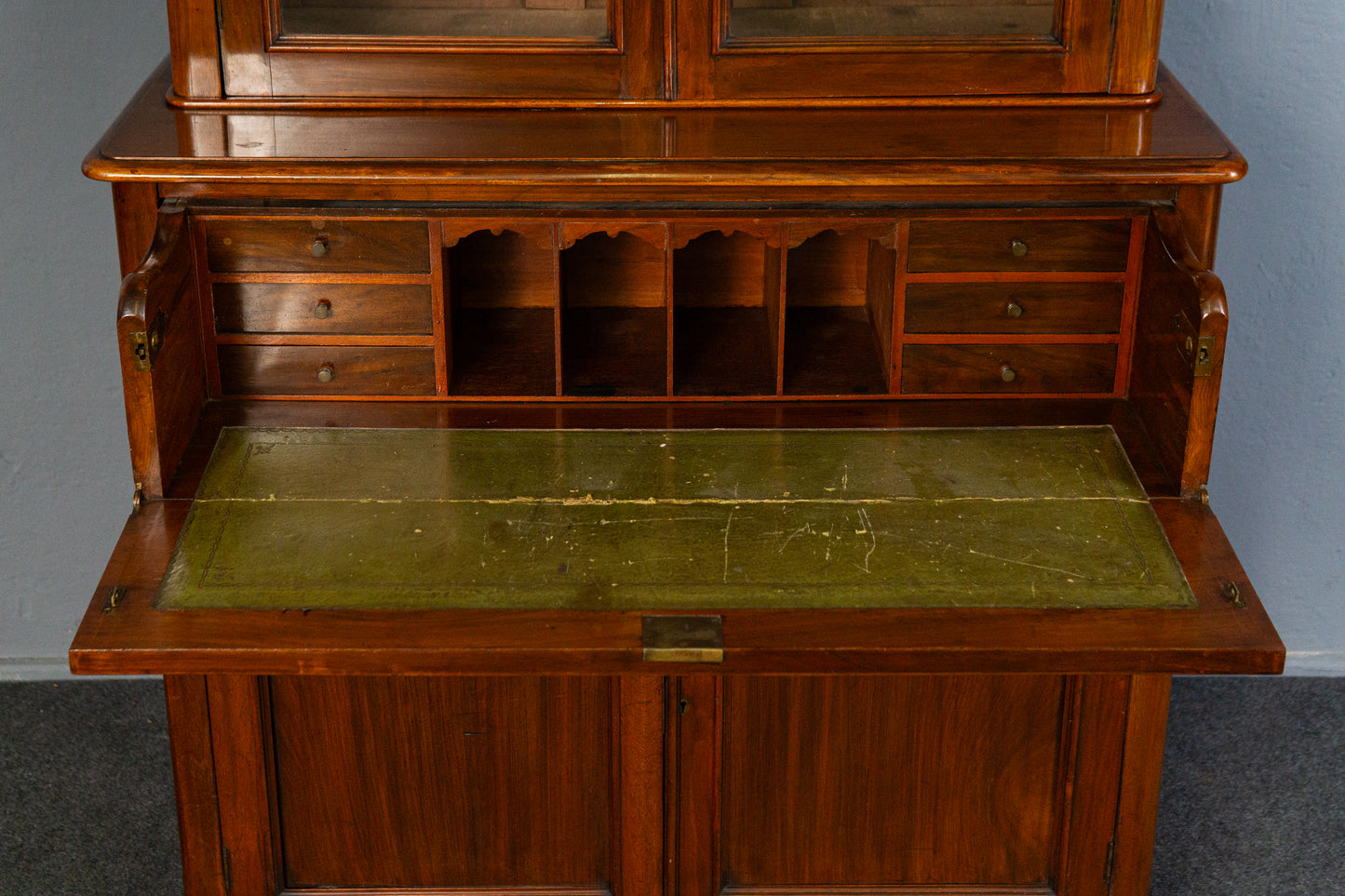 eleganter englischer Bücherschrank, um 1900 - Büro-Bookcase Regal Sekretär Schreibtisch Schrank Alt Antik MÖBLINGER