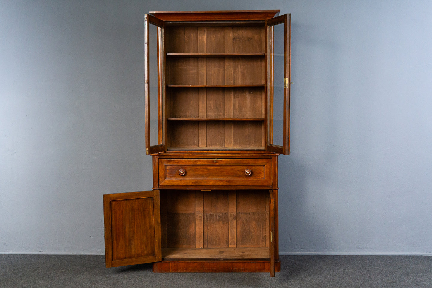eleganter englischer Bücherschrank, um 1900 - Büro-Bookcase Regal Sekretär Schreibtisch Schrank Alt Antik MÖBLINGER