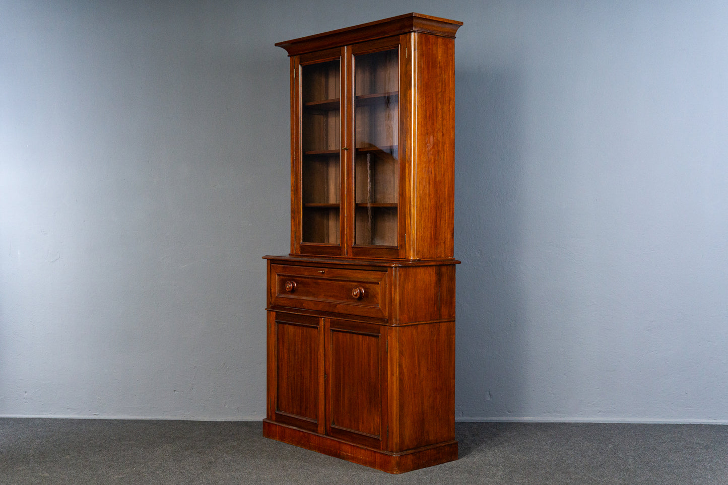 eleganter englischer Bücherschrank, um 1900 - Büro-Bookcase Regal Sekretär Schreibtisch Schrank Alt Antik MÖBLINGER