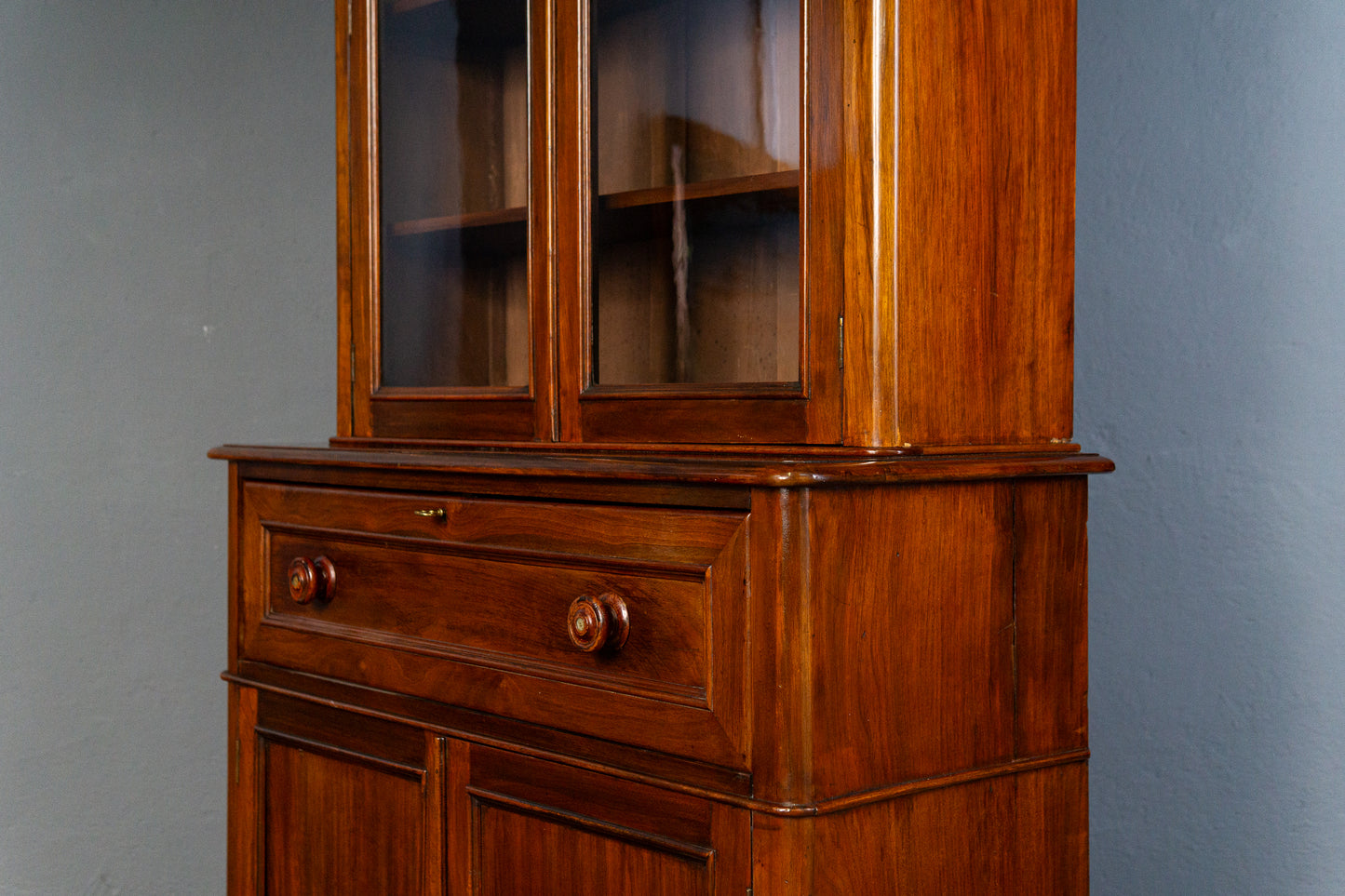 eleganter englischer Bücherschrank, um 1900 - Büro-Bookcase Regal Sekretär Schreibtisch Schrank Alt Antik MÖBLINGER