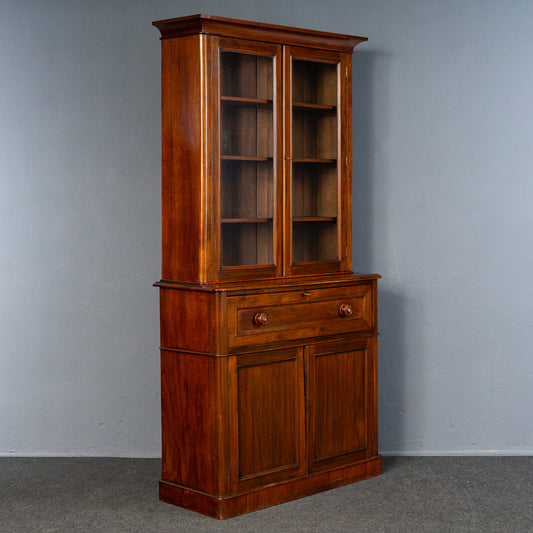 eleganter englischer Bücherschrank, um 1900 - Büro-Bookcase Regal Sekretär Schreibtisch Schrank Alt Antik MÖBLINGER