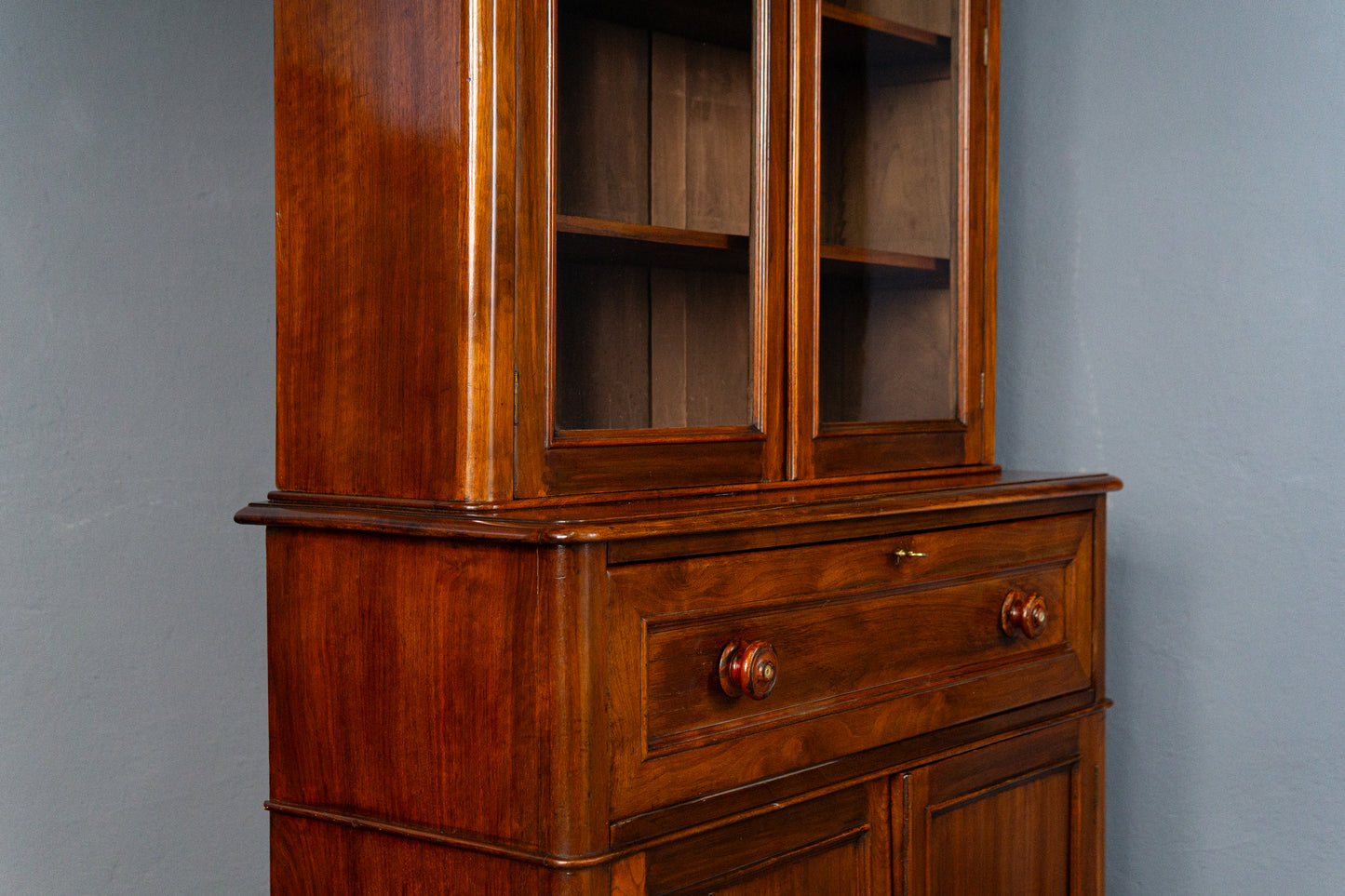 eleganter englischer Bücherschrank, um 1900 - Büro-Bookcase Regal Sekretär Schreibtisch Schrank Alt Antik MÖBLINGER