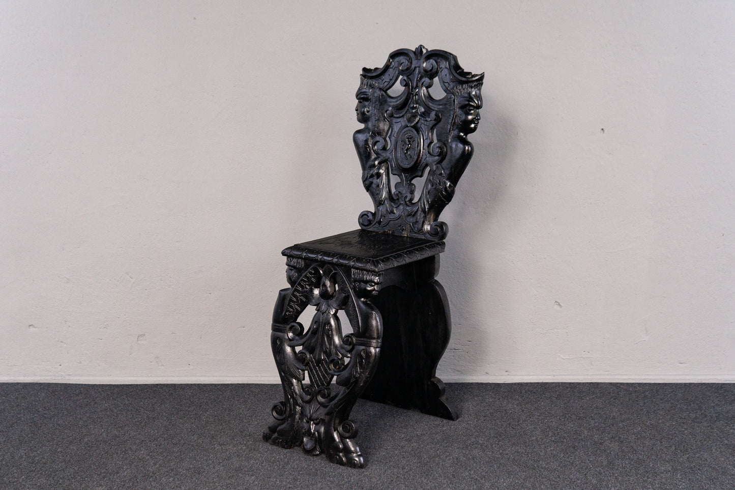 Außergewöhnliches 3er Set Sgabello Brettstühle, 2.Hälfte des 19.Jahrhunderts - Historismus Italienische Stühle Sessel Tisch Alt Antik MÖBLINGER