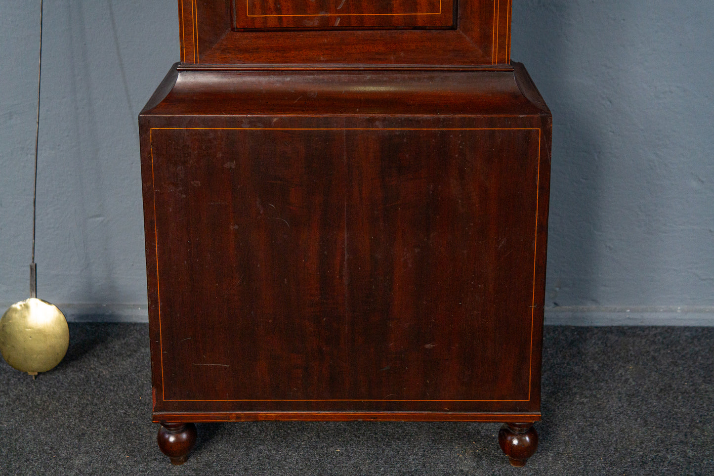 Elegante Englische Standuhr, 1.Hälfte des 19.Jahrhunderts - Clock Wohnzimmer Pendel Gewichte Uhrwerk Uhr Alt Antik MÖBLINGER