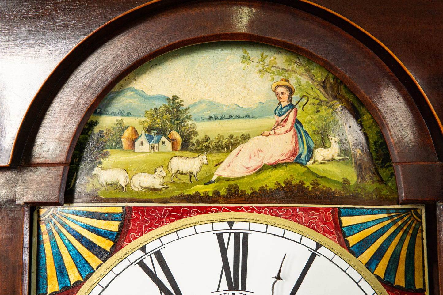 Elegante Englische Standuhr, 1.Hälfte des 19.Jahrhunderts - Clock Wohnzimmer Pendel Gewichte Uhrwerk Uhr Alt Antik MÖBLINGER