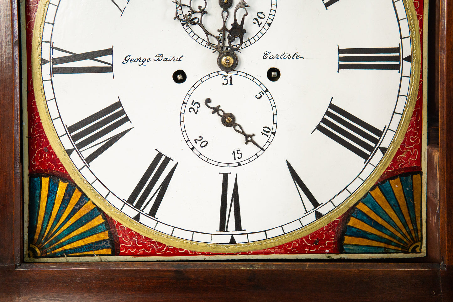 Elegante Englische Standuhr, 1.Hälfte des 19.Jahrhunderts - Clock Wohnzimmer Pendel Gewichte Uhrwerk Uhr Alt Antik MÖBLINGER