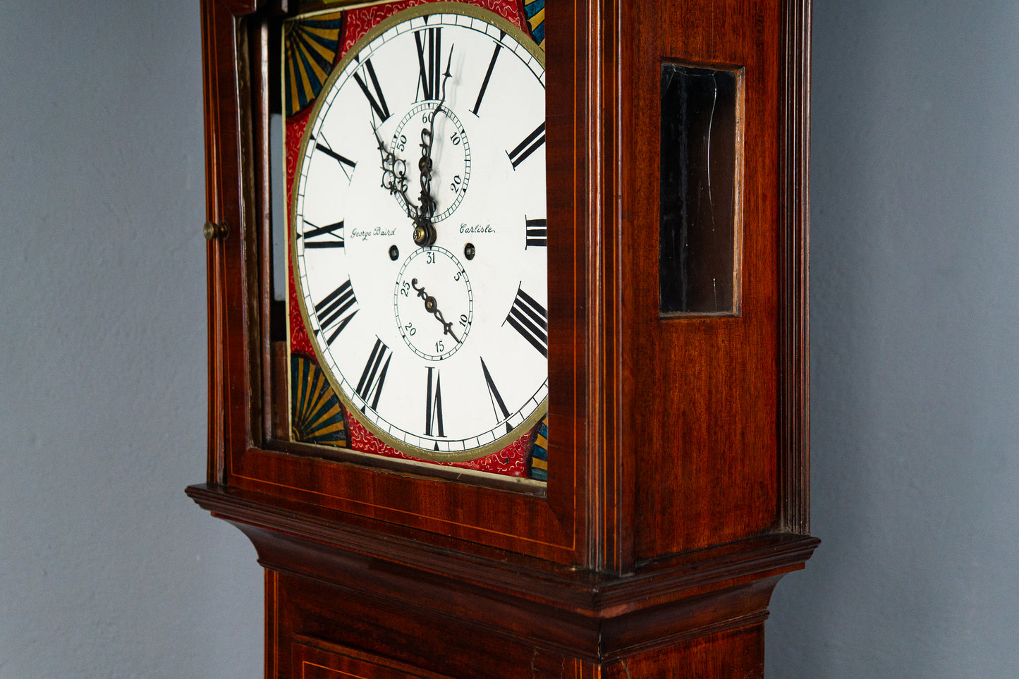 Elegante Englische Standuhr, 1.Hälfte des 19.Jahrhunderts - Clock Wohnzimmer Pendel Gewichte Uhrwerk Uhr Alt Antik MÖBLINGER