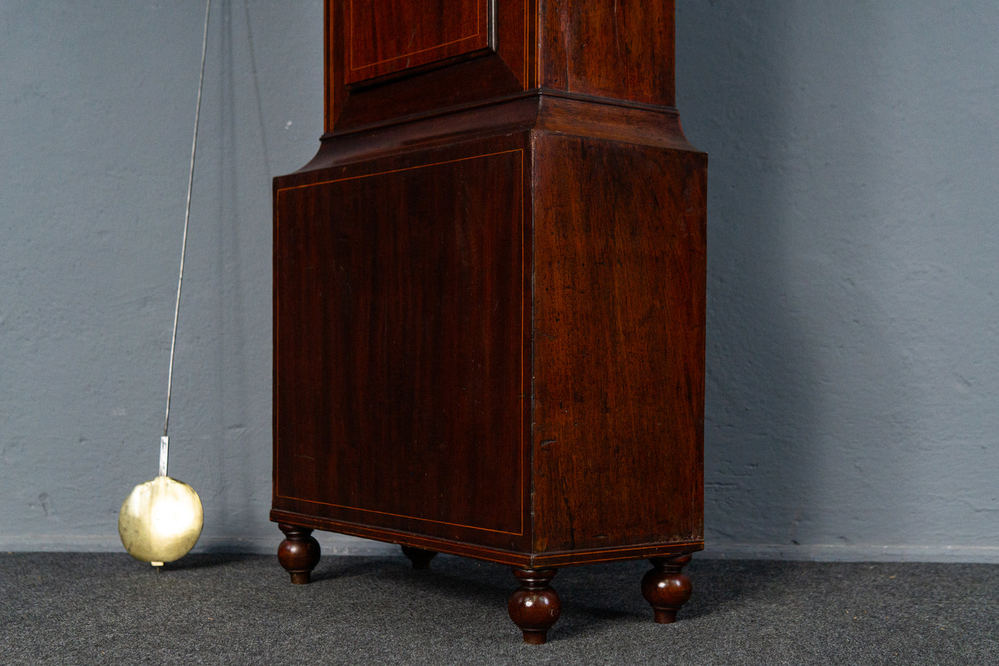 Elegante Englische Standuhr, 1.Hälfte des 19.Jahrhunderts - Clock Wohnzimmer Pendel Gewichte Uhrwerk Uhr Alt Antik MÖBLINGER