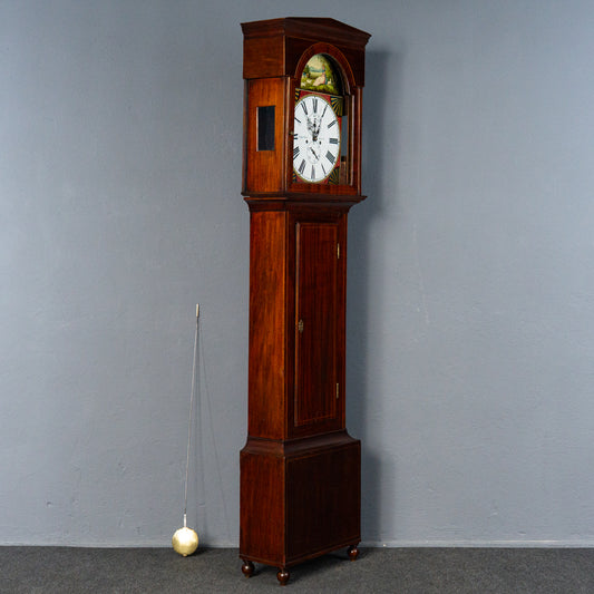 Elegante Englische Standuhr, 1.Hälfte des 19.Jahrhunderts - Clock Wohnzimmer Pendel Gewichte Uhrwerk Uhr Alt Antik MÖBLINGER