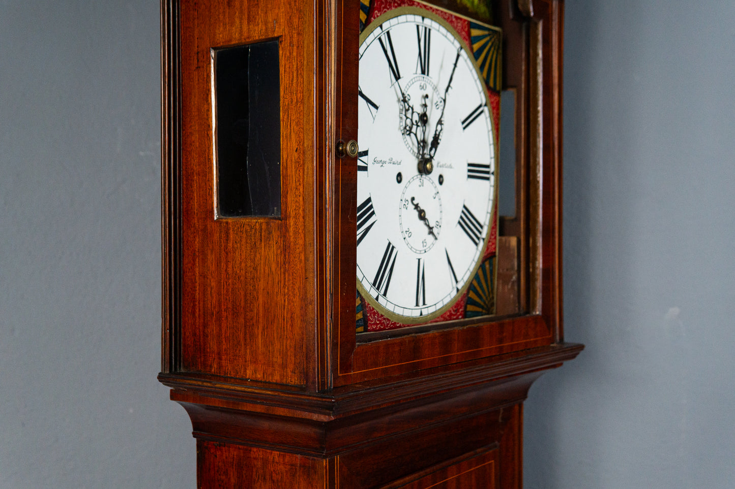 Elegante Englische Standuhr, 1.Hälfte des 19.Jahrhunderts - Clock Wohnzimmer Pendel Gewichte Uhrwerk Uhr Alt Antik MÖBLINGER