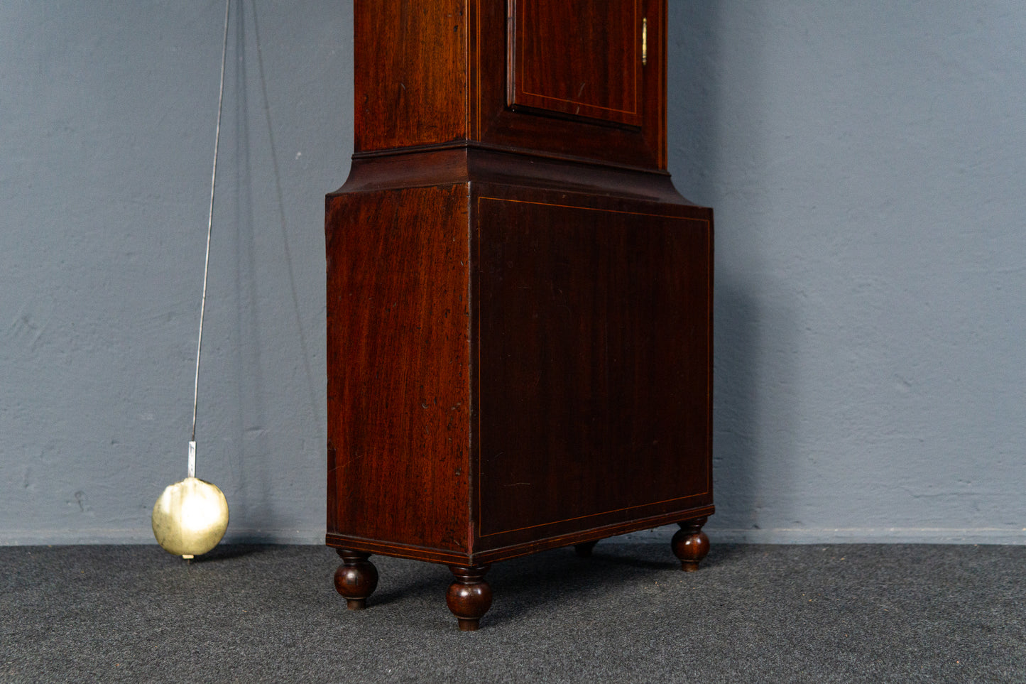 Elegante Englische Standuhr, 1.Hälfte des 19.Jahrhunderts - Clock Wohnzimmer Pendel Gewichte Uhrwerk Uhr Alt Antik MÖBLINGER