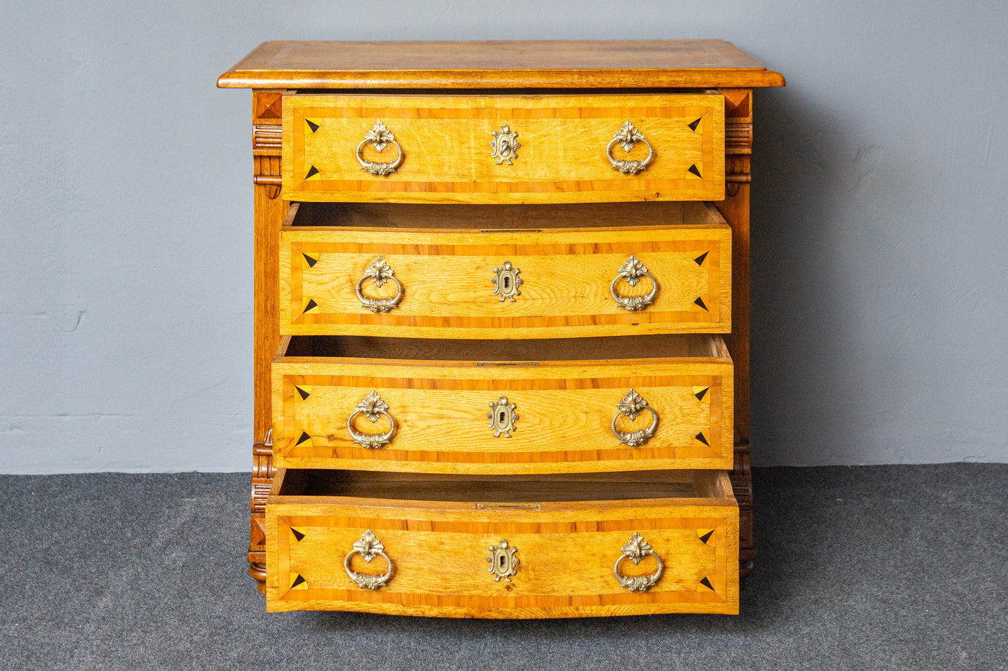 Antike Intarsien Kommode Schrank Vertiko Vintage Regal MÖBLINGER 2411_1310