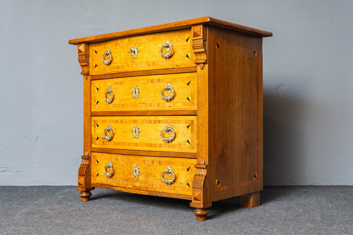 Antike Intarsien Kommode Schrank Vertiko Vintage Regal MÖBLINGER 2411_1310