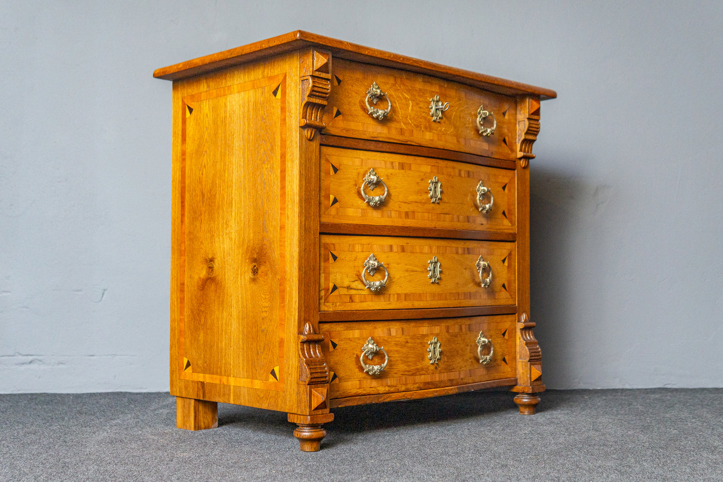 Antike Intarsien Kommode Schrank Vertiko Vintage Regal MÖBLINGER 2411_1310