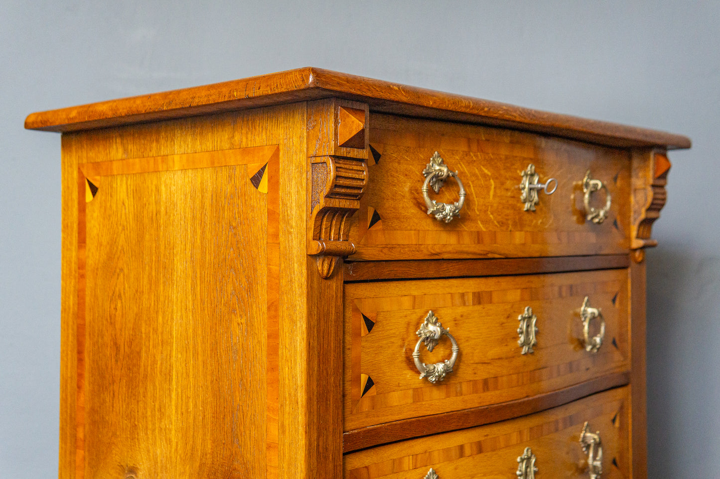 Antike Intarsien Kommode Schrank Vertiko Vintage Regal MÖBLINGER 2411_1310