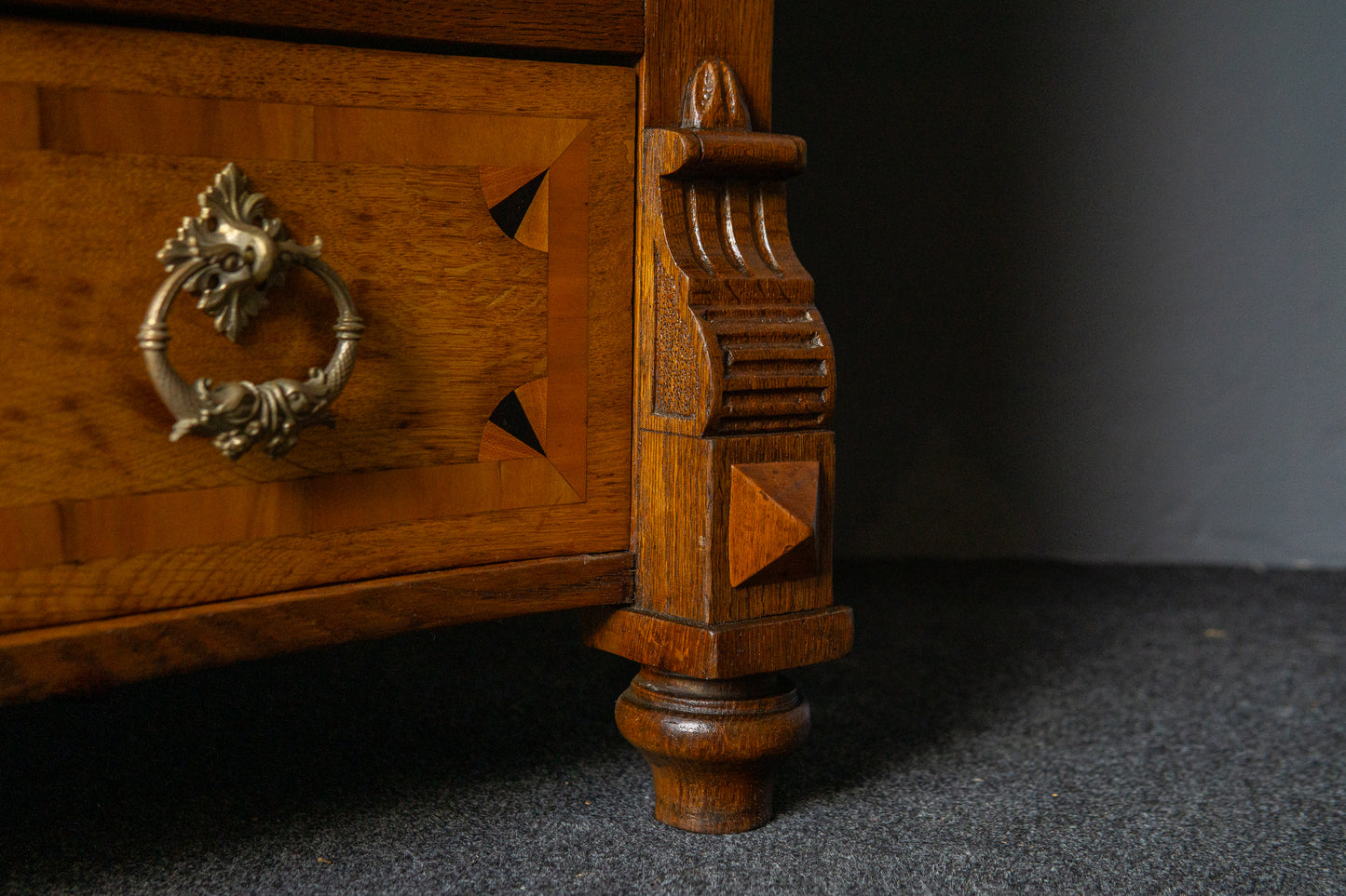 Antike Intarsien Kommode Schrank Vertiko Vintage Regal MÖBLINGER 2411_1310
