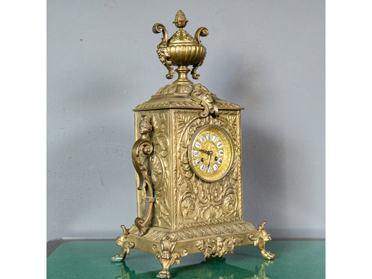 Tischuhr Kaminuhr Messing Uhr Clock Vintage Alt Antik MÖBLINGER 2411_2606